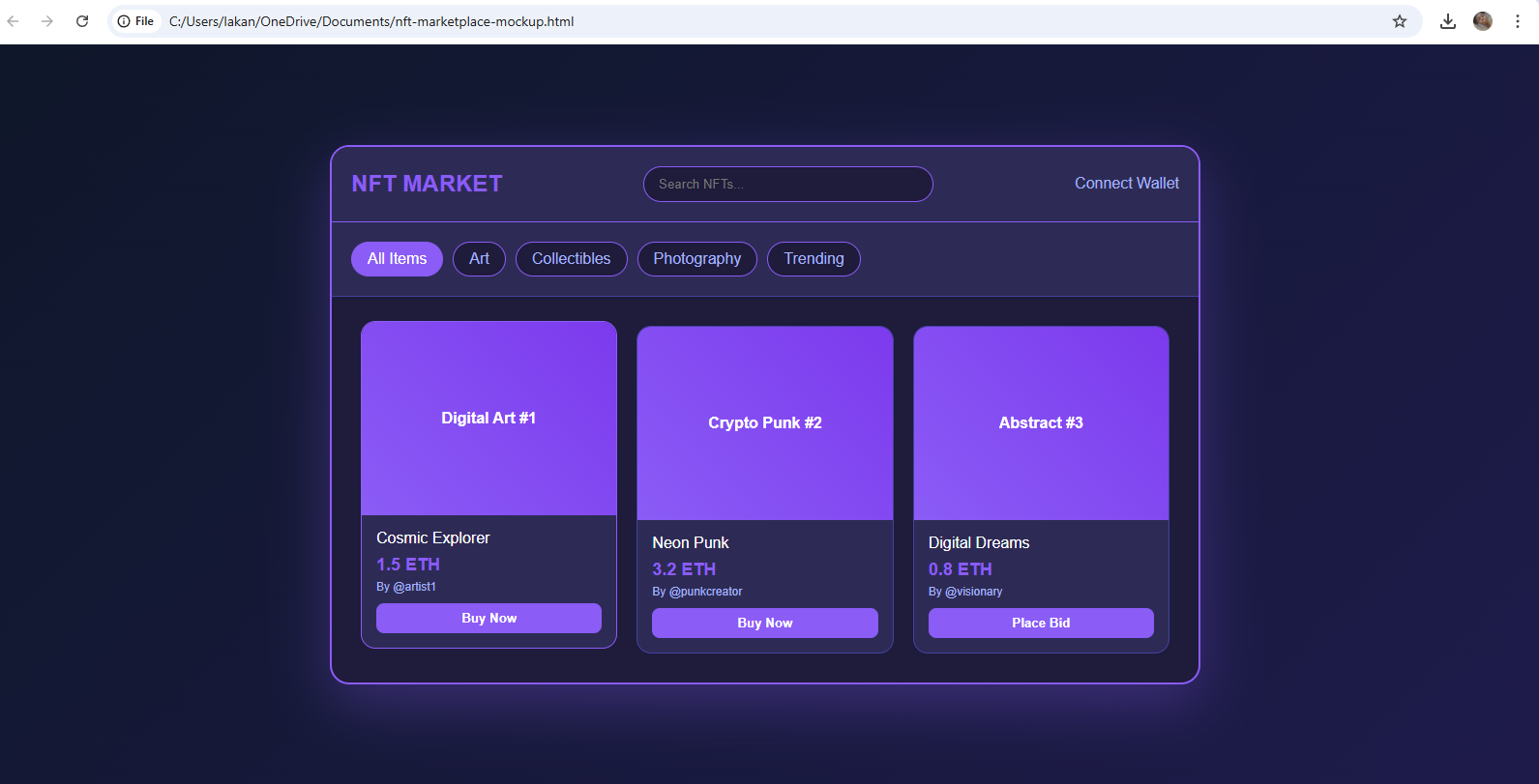 NFT Marketplace UI Project